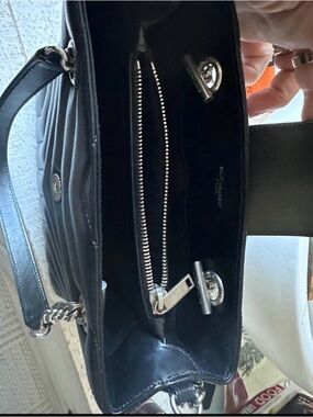 Yves Saint Laurent Black Quilted Shoulder Bag with Silver Chain Hardware